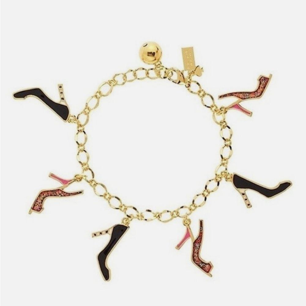 NWOT Kate Spade Gold “Shoe In” Glitter Shoe Charm Bracelet